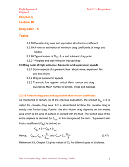 Chapter 3 Lecture 10 Drag Polar