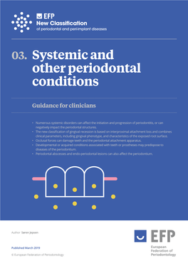 Systemic and Other Periodontal Conditions Guidance for Clinicians 2 Periodontitis As a Manifestation of Systemic Disease