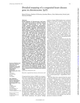 Detailed Mapping of a Congenital Heart Disease Gene in Chromosome