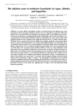 The Ablation Zone in Northeast Greenland: Ice Types, Albedos and Impurities