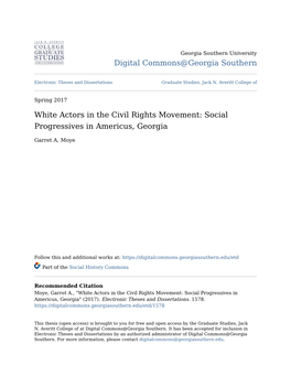 White Actors in the Civil Rights Movement: Social Progressives in Americus, Georgia