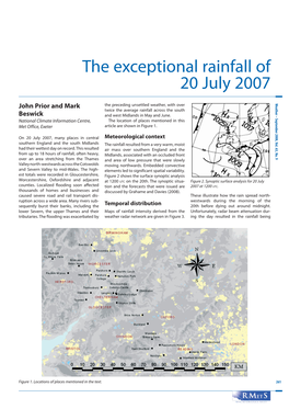 The Exceptional Rainfall of 20 July 2007