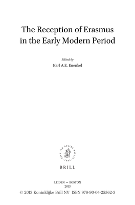 The Reception of Erasmus in the Early Modern Period