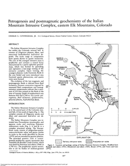 Petrogenesis and Postmagmatic Geochemistry of the Italian Mountain Intrusive Complex, Eastern Elk Mountains, Colorado