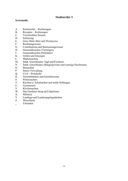 Stadtarchiv I Systematik