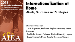 Internationalization at Home -Goals, Outcomes and Strategies