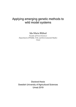 Applying Emerging Genetic Methods to Wild Model Systems