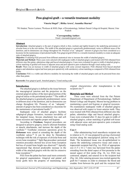 Free Gingival Graft – a Versatile Treatment Modality