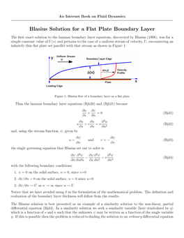 Blasius Solution for a Flat Plate Boundary Layer