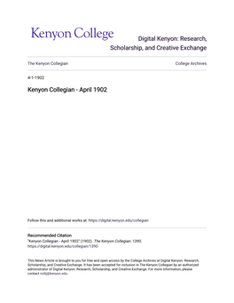 Kenyon Collegian College Archives