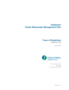 Hopkinton Onsite Wastewater Management Plan Town of Hopkinton