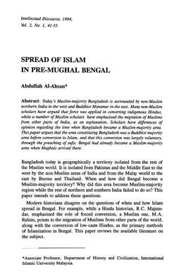 Spread of Islam in Pre-Mughal Bengal