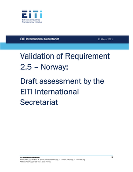 Norway: Draft Assessment by the EITI International Secretariat