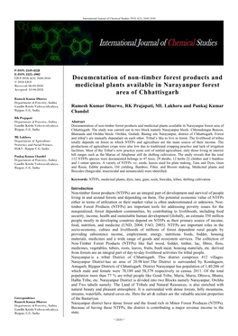 Documentation of Non-Timber Forest Products and Medicinal Plants Available in Narayanpur Forest Area of Raipur, C.G, India Chhattisgarh