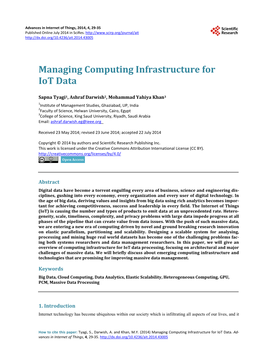 Managing Computing Infrastructure for Iot Data