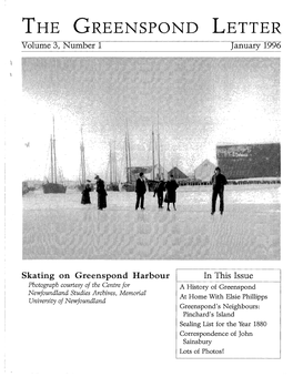 THE GREENSPOND LETTER Volume 3, Number 1 January 1996