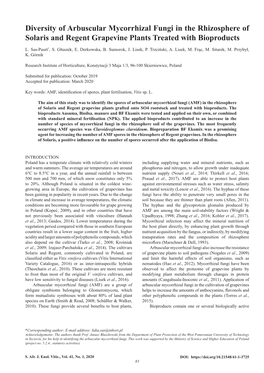 Diversity of Arbuscular Mycorrhizal Fungi in the Rhizosphere of Solaris and Regent Grapevine Plants Treated with Bioproducts