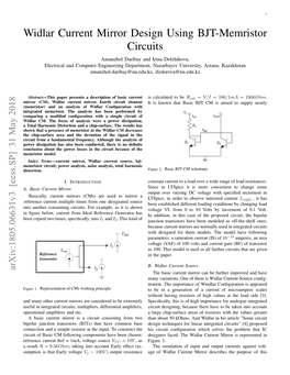 Widlar Current Mirror Design Using BJT-Memristor Circuits