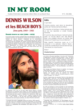 IN MY ROOM Feuille D’Information Consacrée À Brian Wilson Et Aux Beach Boys N° 5 – Eté 2006