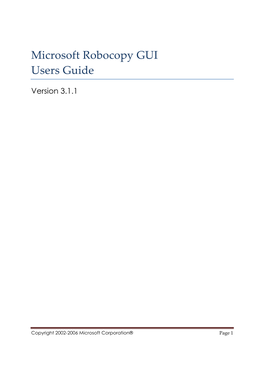 Microsoft Robocopy GUI Users Guide