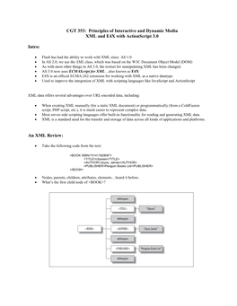 CGT 353: Principles of Interactive and Dynamic Media XML and E4X with Actionscript 3.0