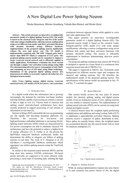 A New Digital Low Power Spiking Neuron