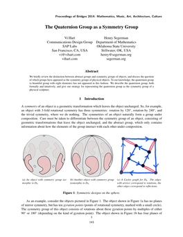 The Quaternion Group As a Symmetry Group