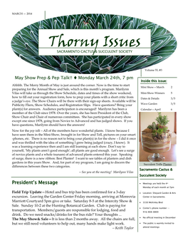 Thorny Issues DATES & DETAILS —