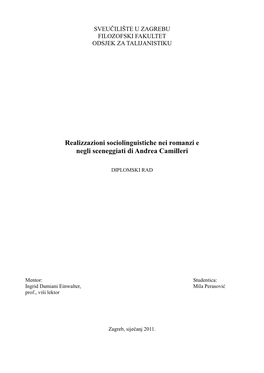 Realizzazioni Sociolinguistiche Nei Romanzi E Negli Sceneggiati Di Andrea Camilleri