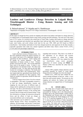 Landuse and Landcover Change Detection in Lalgudi Block, Tiruchirappalli District - Using Remote Sensing and GIS Techniques