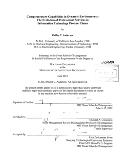 Complementary Capabilities in Dynamic Environments: the Evolution of Professional Services in Information Technology Product Firms