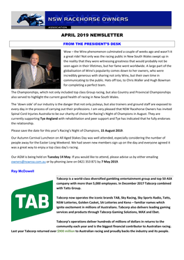 April 2019 Newsletter