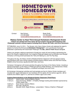 History Center to Host Third Annual Hometown–Homegrown Event