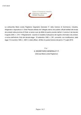 Pubblicazione Web Albo Camerale Ufficiali Levatori Al 17072019