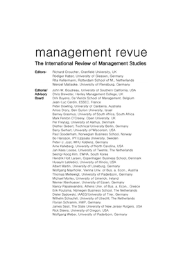 Management Revue the International Review of Management Studies