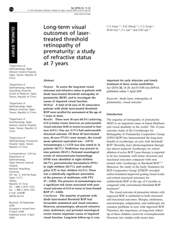 Long-Term Visual Outcomes of Laser-Treated Threshold Retinopathy