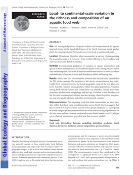 Local to Continentalscale Variation in the Richness and Composition of An