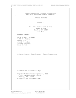 Seward Peninsula RAC Transcript October 23 2019