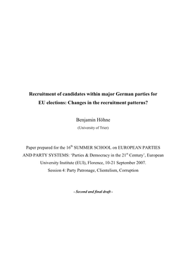 Paper Hoehne Recruitment EP & Europeanisation Sec Draft