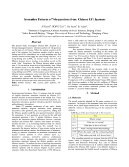 Intonation Patterns of Wh-Questions for Chinese EFL Learners