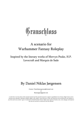 A Scenario for Warhammer Fantasy Roleplay by Daniel Niklas Jørgensen