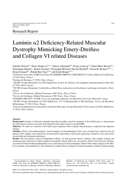 Laminin 2 Deficiency-Related Muscular Dystrophy Mimicking Emery-Dreifuss and Collagen VI Related Diseases