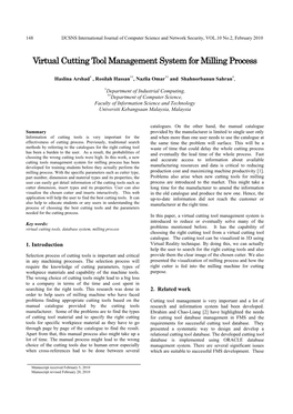 Virtual Cutting Tool Management System for Milling Process