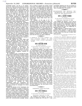 CONGRESSIONAL RECORD— Extensions of Remarks E1755 HON