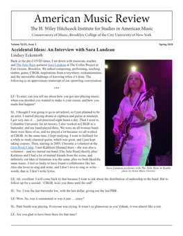 An Interview with Sara Landeau, American Music Review, Vol. XLIX