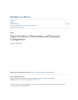 Expert Evidence, Partisanship, and Epistemic Competence Jennifer L