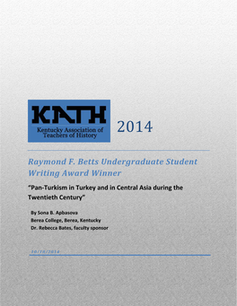 Raymond F. Betts Undergraduate Student Writing Award Winner