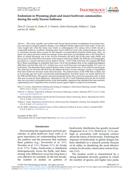 Endemism in Wyoming Plant and Insect Herbivore Communities During the Early Eocene Hothouse