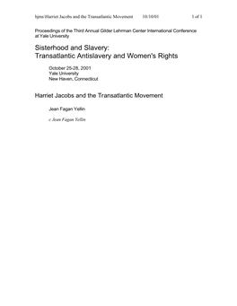 Harriet Jacobs and the Transatlantic Movement 10/10/01 1 of 1