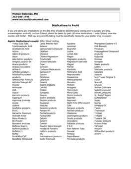 Medications to Avoid